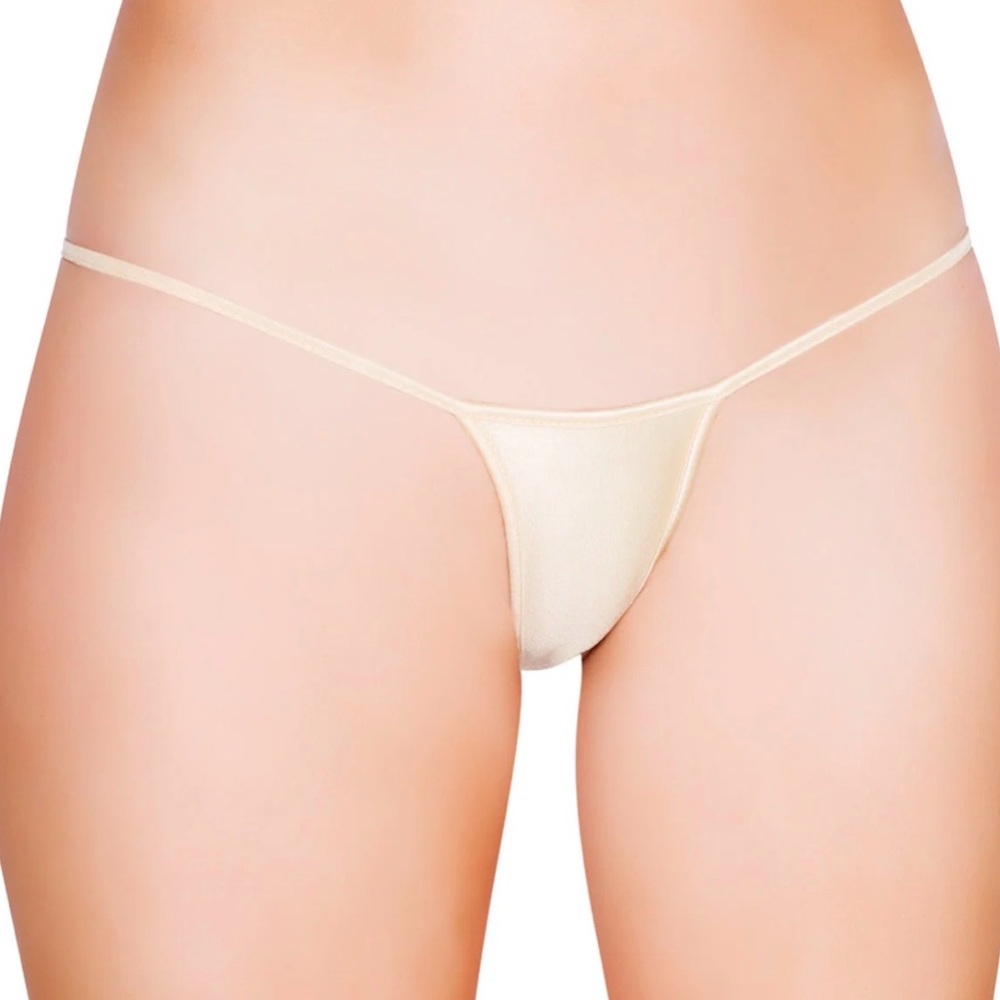 Roma Costume Sexy Nude Low Cut Micro Thong Back Panties Bikini Bottom NWOT